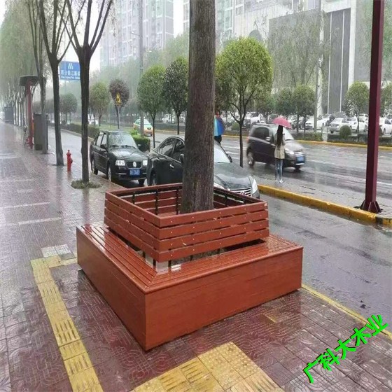 太原木材圍樹座椅花箱